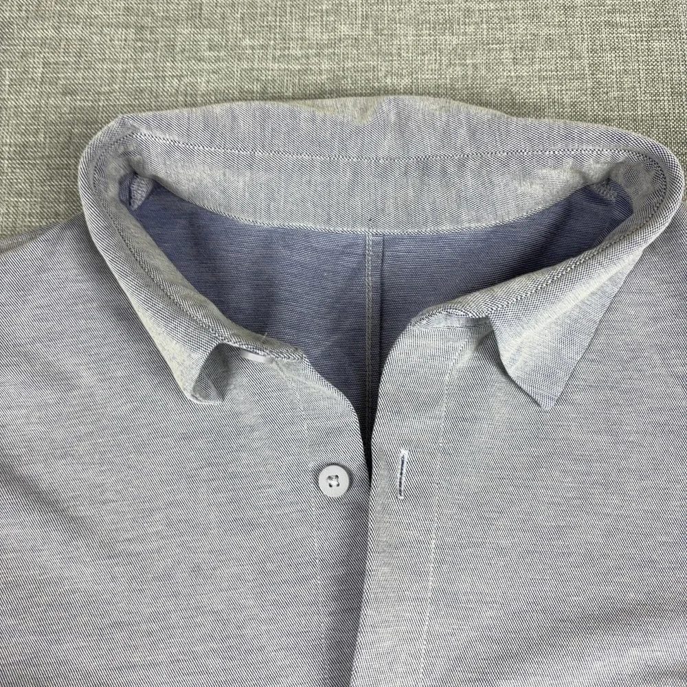 Lululemon Shirt Mens Large Gray Long Sleeve Button Up Knit Collared Casual